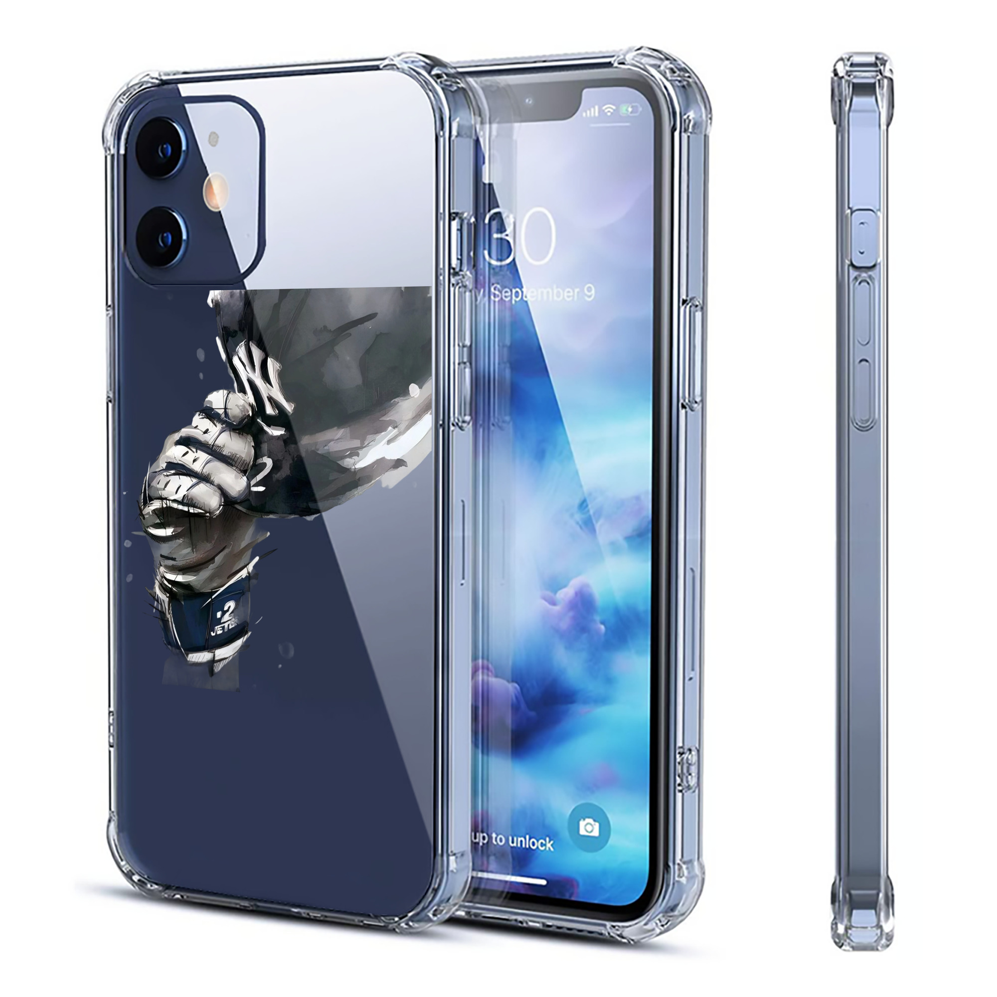Derek Jeter 76 Clear IPhone 12 Case – Soft TPU With UV Print – Enhanced Drop Protection, Precise Fit, Anti-Fingerprint, Customizable Design, Scratch-Resistant, Yellow-Resistant